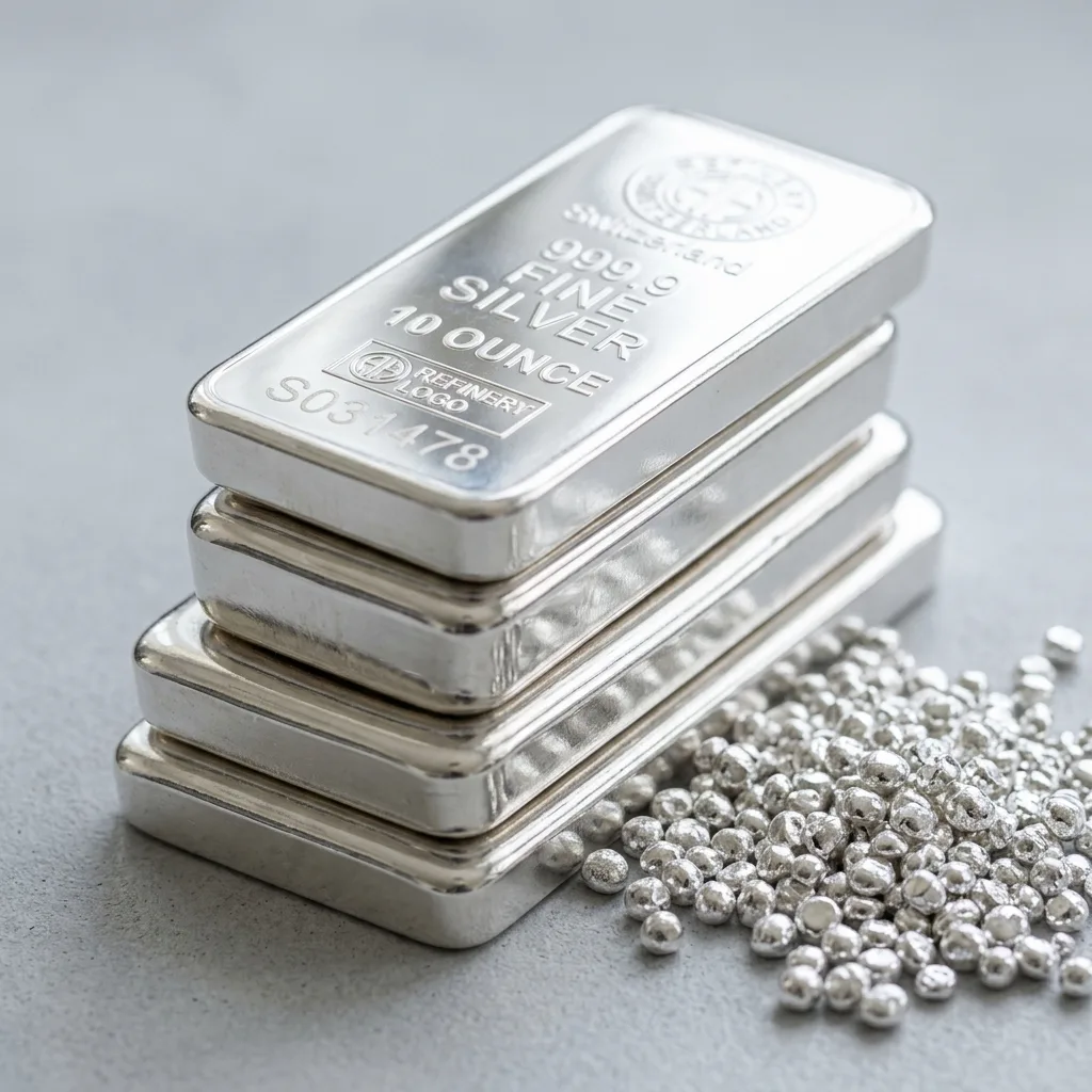 Silver, one of the five Panchadhatu metals